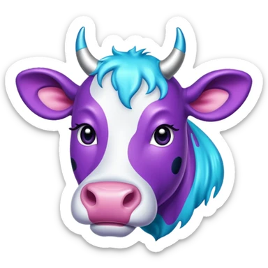 glitter purple and cian vaca sticker