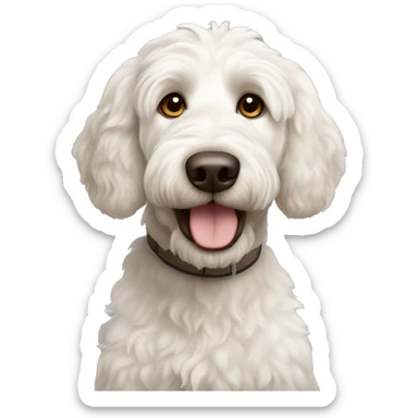 Labradoodle White dog with dark brown ears  sticker
