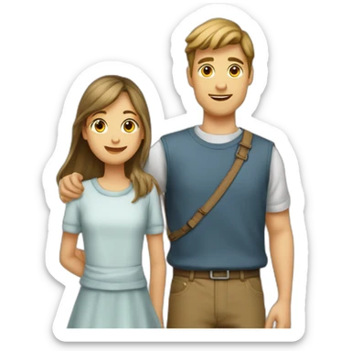 Garçon faisant un câlin a une fille sticker