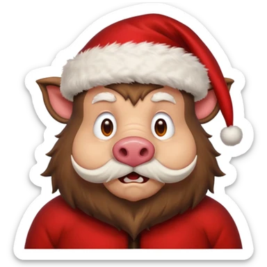 Santa Claus as a wild boar sticker