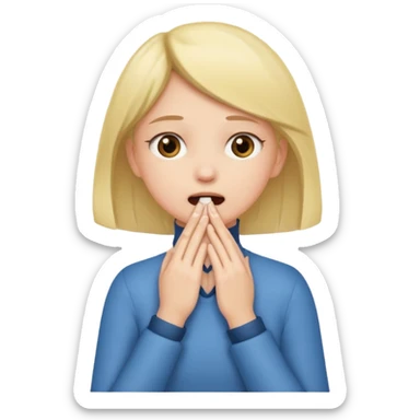 Girl putting hands on her throat  sticker