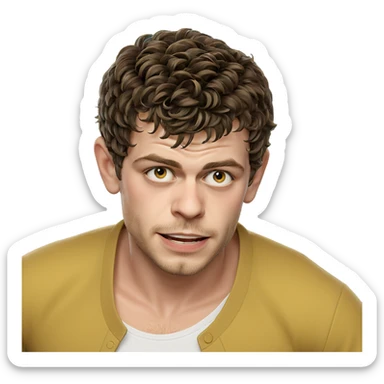 smiling boy in white shirt sticker