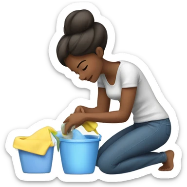 Mom cleaning baby sticker