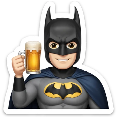 Happy Batman toasting with a mug of beer sticker
