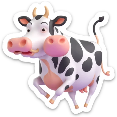 a flying cow floating in the air sticker