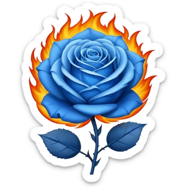 Blue rose in big flame sticker
