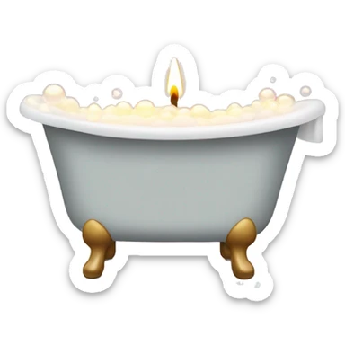 bath tub filled with bubbles and a candle next to it sticker