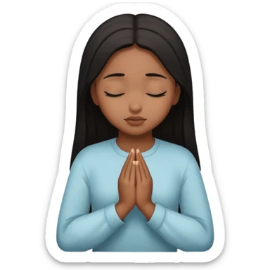 brown girl praying curls black hair and eyes closed sticker
