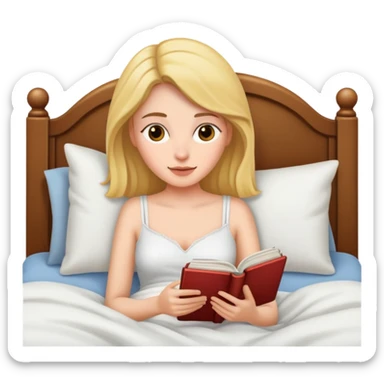 Woman in bed reading sticker