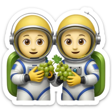 two minions with space suits eating grapes sticker