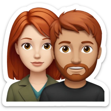 en base a esto👩🏻‍❤️‍💋‍👨🏻, hacer mujer pelirroja y hombre con pelo café sticker