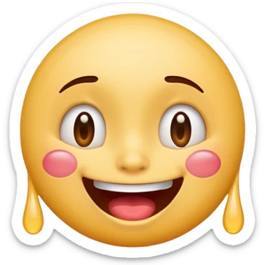 cartoon face rolling on the floor, laughing uncontrollably, big tears of joy, wide open mouth, playful, dynamic, emoji style sticker