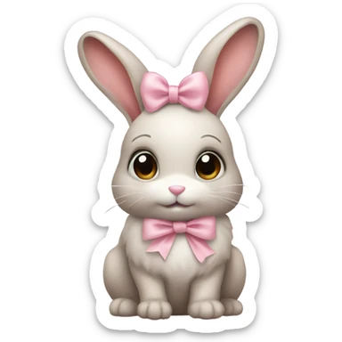bunny with pale pink bow sticker