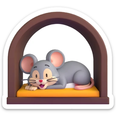 Jerry from Tom and Jerry cartoon sleeping in his mouse hole sticker