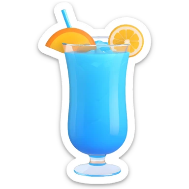 blue curaçao tropical cocktail in a hurricane glass sticker