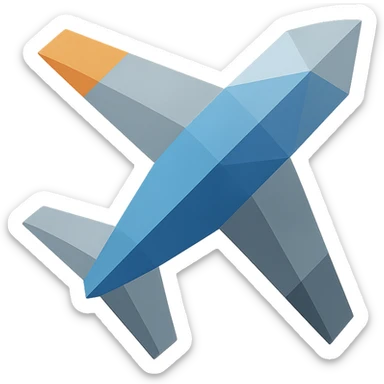 simple airplane, polygonal icon style, geometric shapes, minimal details sticker