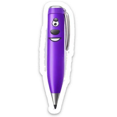 Cute wide purple ballpoint pen with face and smile  sticker