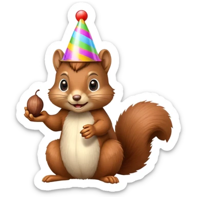 Squirrel with a party hat sticker