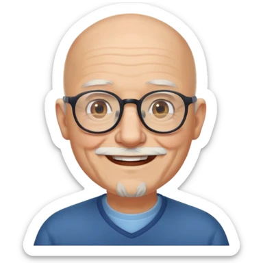 old bald man with short beard and glasses sticker