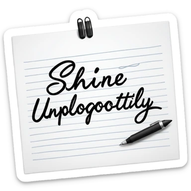 handwritten note "shine unapologetically" elegant style sticker