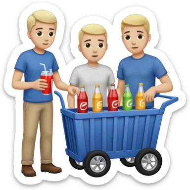 g'ildiragi singan ichimliklar ortilgan arava bir baloni singan uni yonida aka uka havotirli nigoh bilan bir biriga qarab turishibdi sticker