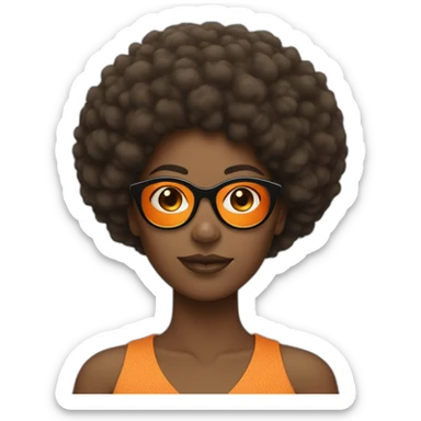 Black woman with Afro and orange glasses sticker