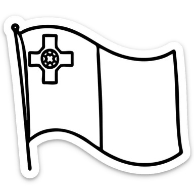 Make the Malta flag appear as if it is waving in the wind, keep the white and red vertical halves and the George Cross in the upper left, preserve the clean and simple design with no background. sticker