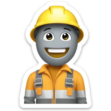 smiley in a construction helmet with thumbs up, wearing a grey boiler suit sticker