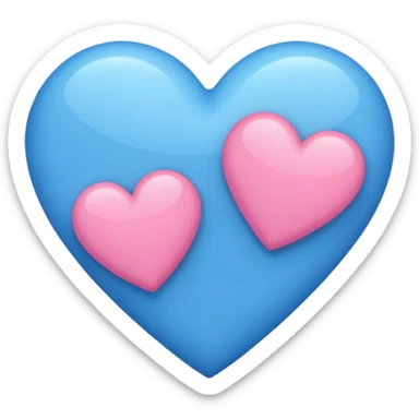 Blue and Pink mixed heart sticker