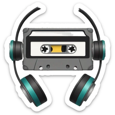 Cassette tape and headphones sticker