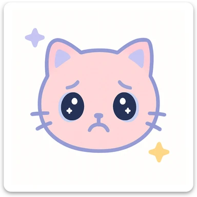 sad cat emoji, big eyes, frown, pastel colors sticker