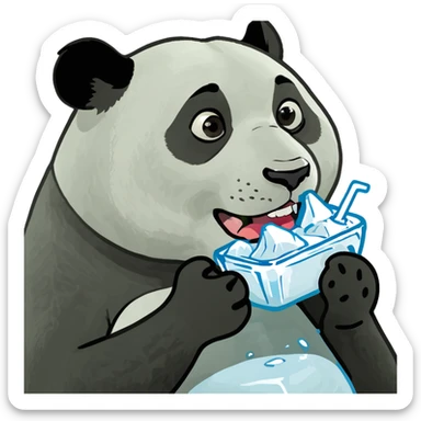 Panda eating ice sticker