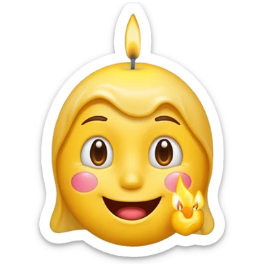 Emoji souriant Avec goutte de sueur qui souffle une bougie sticker