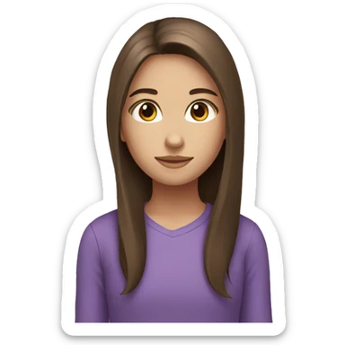 girl with brown hair long hair  brown eyes purple shirt sticker