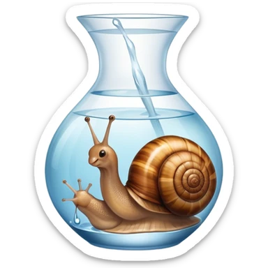 Snail in a glass vase with water sticker