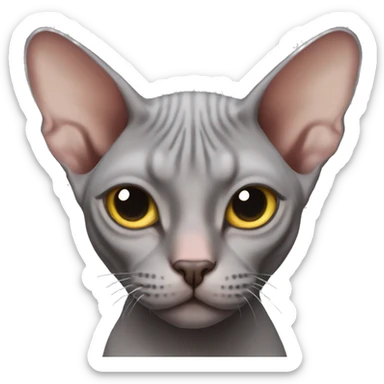 grey bald cat sphynx sticker