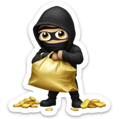 Robber emoji holding a bag with gold sticker