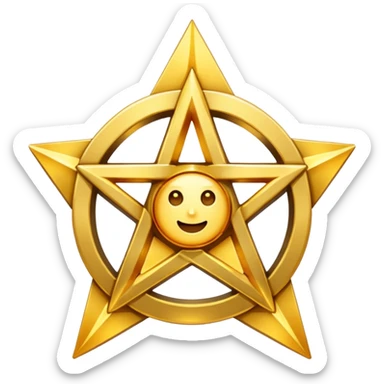 Pentagram with gold background  sticker