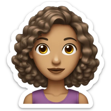 Uma mulher banca, Cercada de perfumes, de óculos, com cabelo liso castanho comprido.  sticker