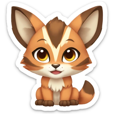 Anthro Beige-Orange-Brown Striped Fur-Sona-Fakemon Lynx-Caracal Full Body sticker