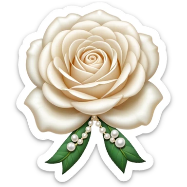 white English rose Benjamin Britten ( flower ) and pearl bow sticker