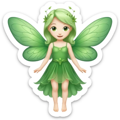 full body of little green fairy sticker