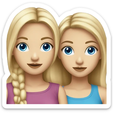 Best friends blonde girl and brunette girl blue eyes  sticker