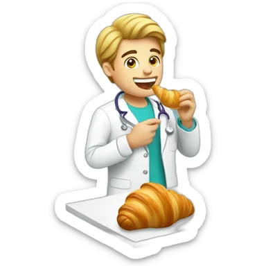 a dentist eating a croissant sticker