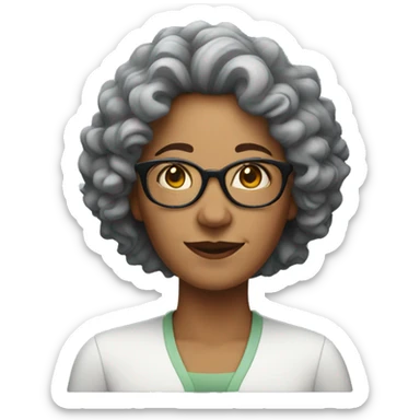 middle aged woman with glasses and curly hair sticker