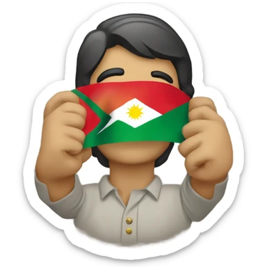 A man with kurdistan flag sticker
