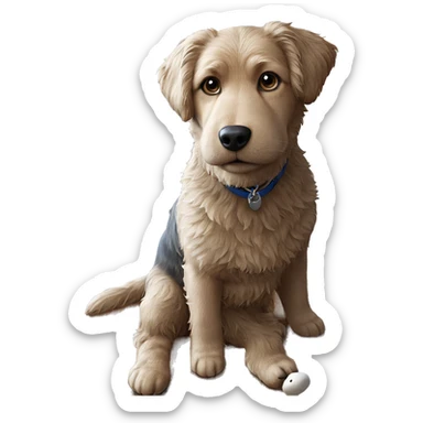 dog on wooden floor sticker