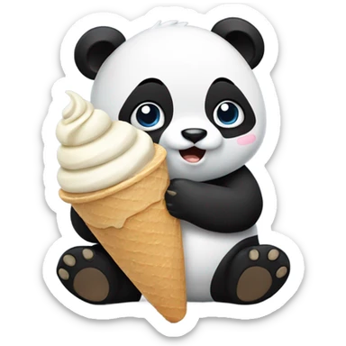 Panda eating ice cream sticker