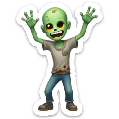 Happy zombie boy with both hands in the air sticker