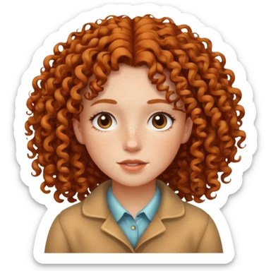 freckled girl with curly hair sticker